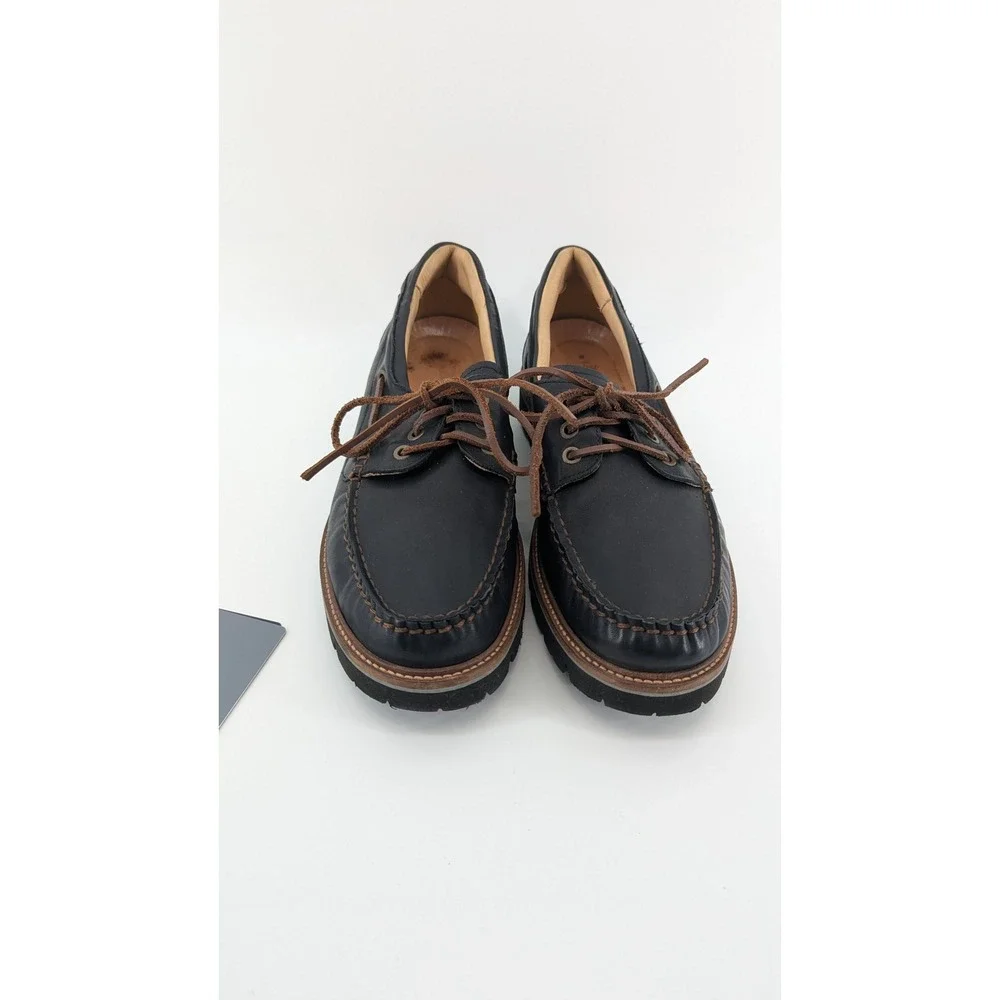 Samuel Hubbard Standard Black Leather Lug Sole Boat Shoes M4600-108 Mens 10.5